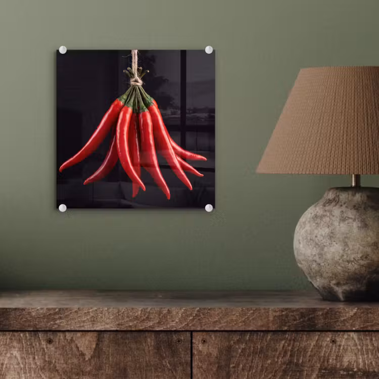 Glass Print - Red Pepper - Food - Rode peper - Eten plexiglas 5mm klein