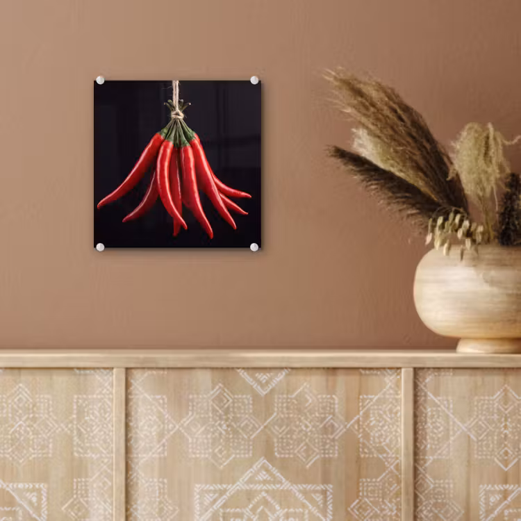 Glass Print - Red Pepper - Food - Rode peper - Eten plexiglas 5mm klein