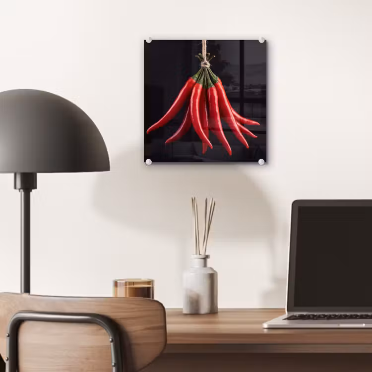 Glass Print - Red Pepper - Food - Rode peper - Eten plexiglas 5mm klein