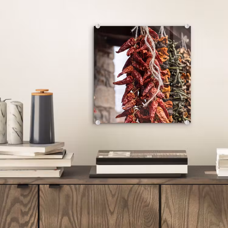 Glass Print - Red Peppers - Food - Rode pepers - Eten plexiglas 5mm klein