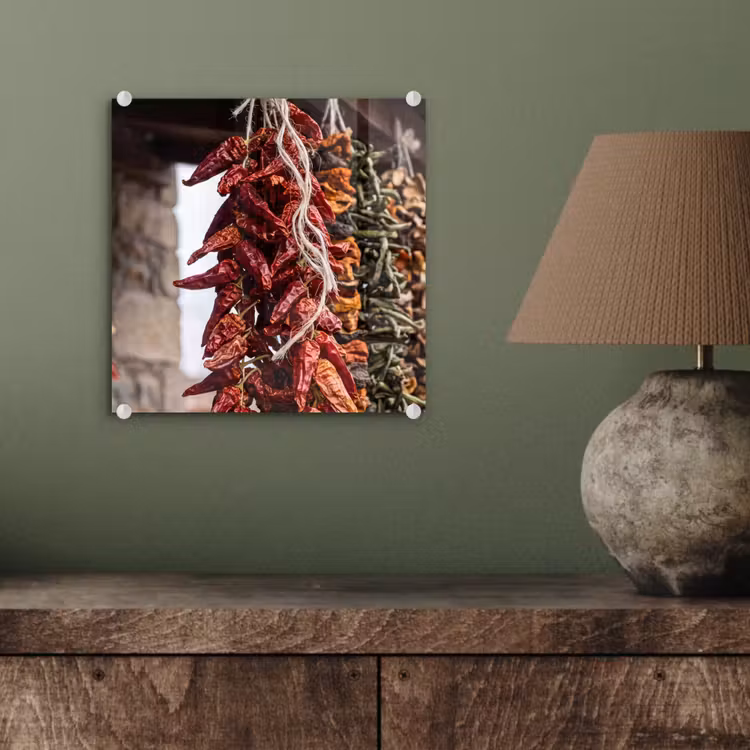 Glass Print - Red Peppers - Food - Rode pepers - Eten plexiglas 5mm klein