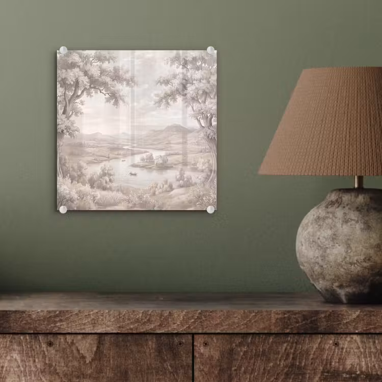 Rivierlandschap - Bergen - Natuur - Vintage - Beige plexiglas 5mm klein -sfeer3