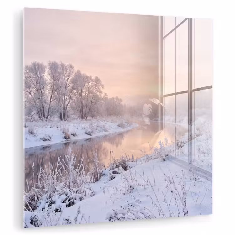 Rivier - Winter - Landschap - Sneeuw - Zonsopgang plexiglas 5mm klein -zzzproduct_nieuw