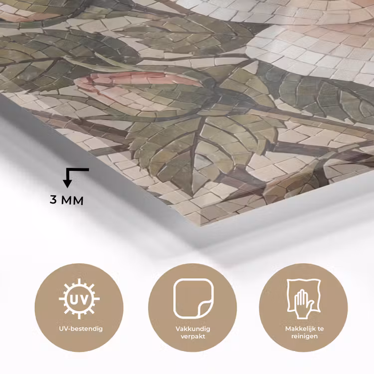 Roos - Mozaïek - Bloemen - Klassiek - Beige plexiglas 5mm klein -sfeer2