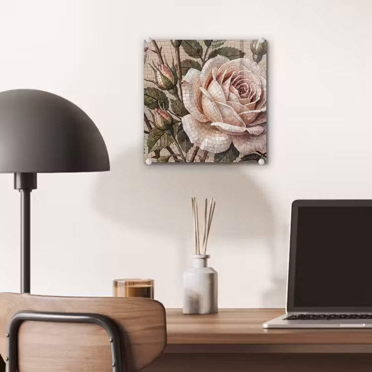 Roos - Mozaïek - Bloemen - Klassiek - Beige plexiglas 5mm klein -sfeer6