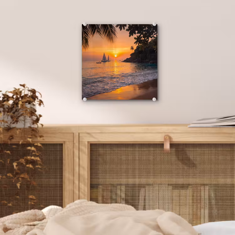 Zee - Zonsondergang - Boot - Natuur - Oranje plexiglas 5mm klein -sfeer4