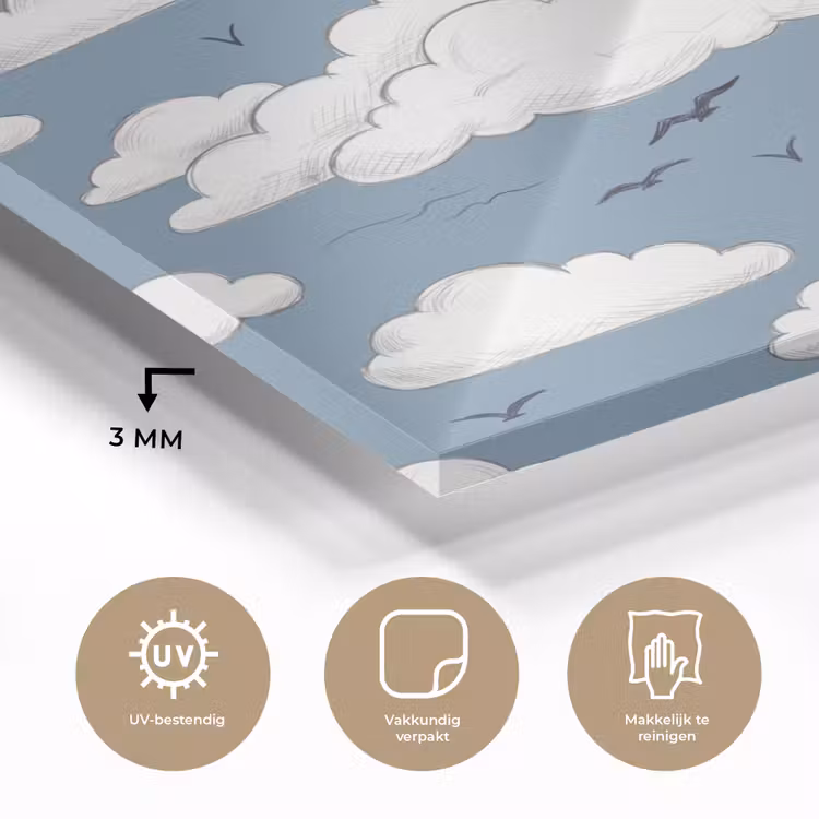 Lucht - Zon - Wolken - Natuur - Blauw plexiglas 5mm klein -sfeer2