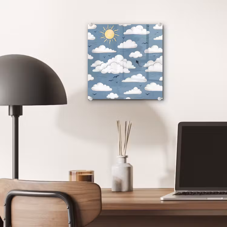 Lucht - Zon - Wolken - Natuur - Blauw plexiglas 5mm klein -sfeer6