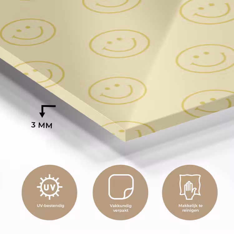 Smileys - Patroon - Retro - Zachtgeel plexiglas 5mm klein 11 -sfeer2