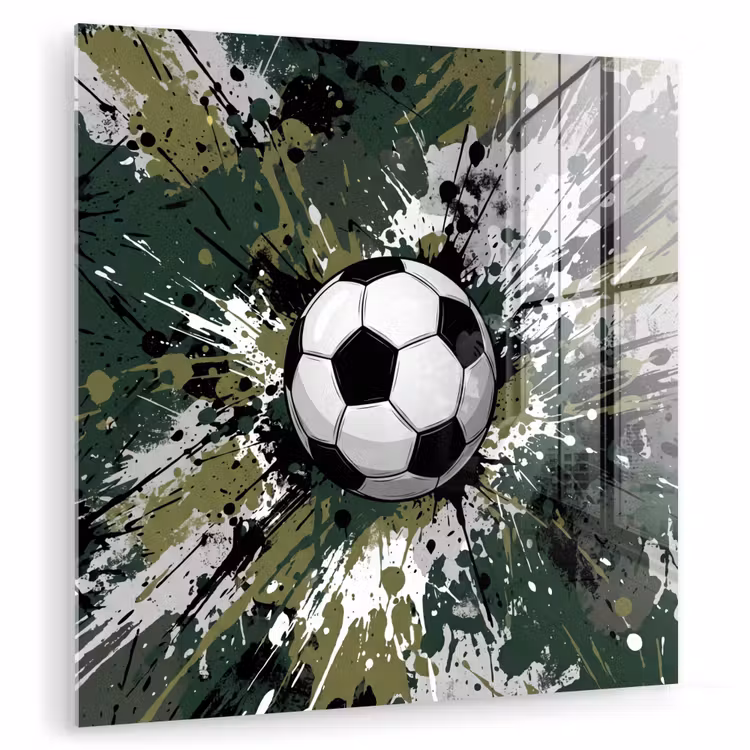 Voetbal - Verf - Spetters - Groen plexiglas 5mm klein -zzzproduct_nieuw
