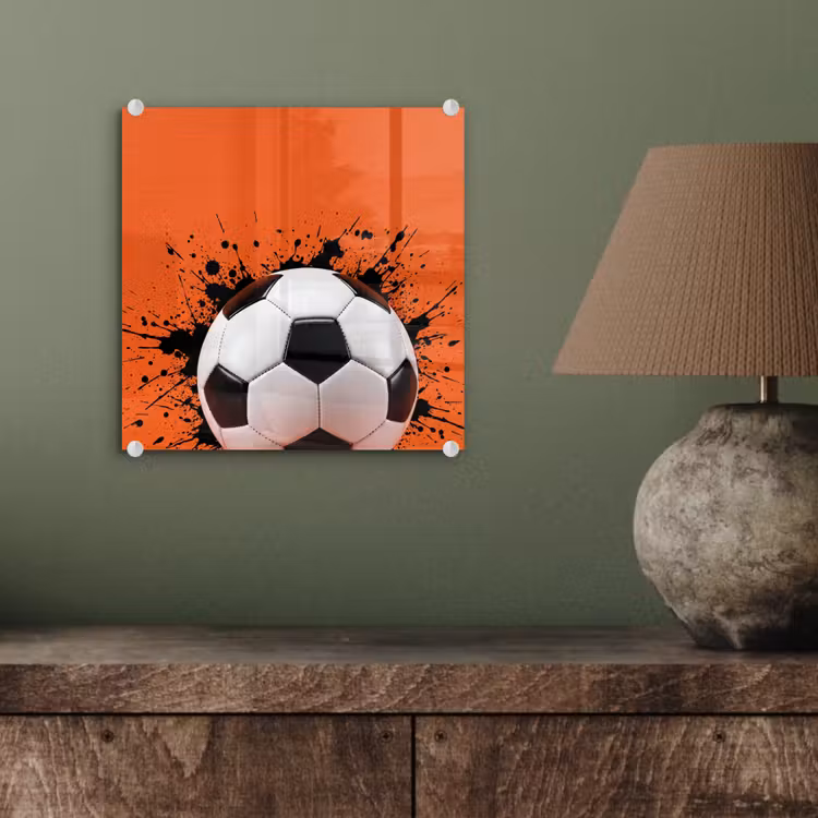 Voetbal - Verf - Sport - Oranje plexiglas 5mm klein -sfeer3