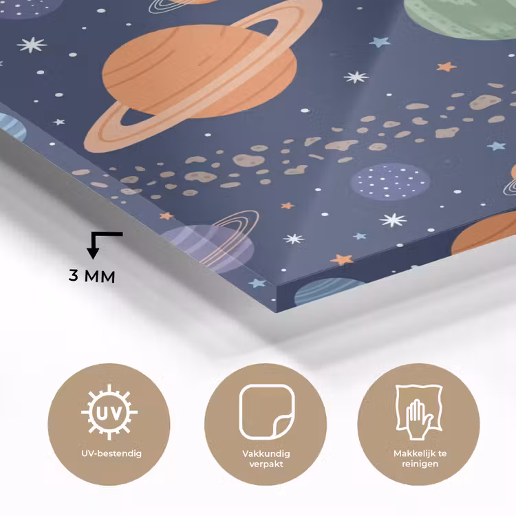 Ruimte - Planeten - Kleurrijk plexiglas 5mm klein -sfeer2