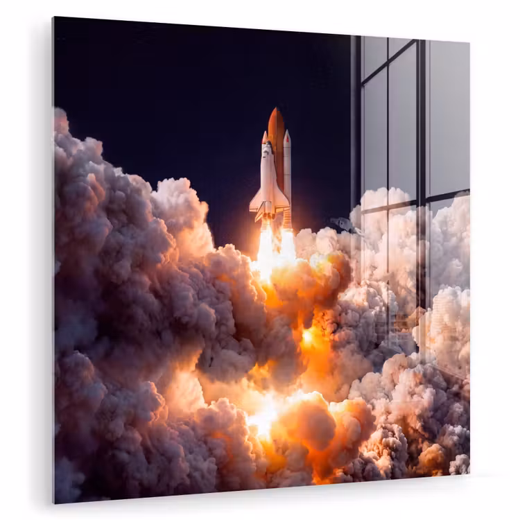Glass Print - Spacecraft - Launch - Stars - Ruimtevaartuig - Lancering - Sterren plexiglas 5mm klein