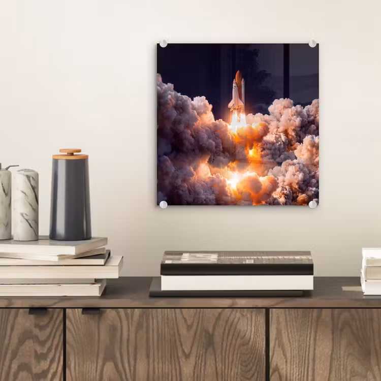 Glass Print - Spacecraft - Launch - Stars - Ruimtevaartuig - Lancering - Sterren plexiglas 5mm klein