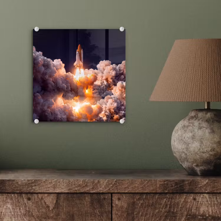Glass Print - Spacecraft - Launch - Stars - Ruimtevaartuig - Lancering - Sterren plexiglas 5mm klein