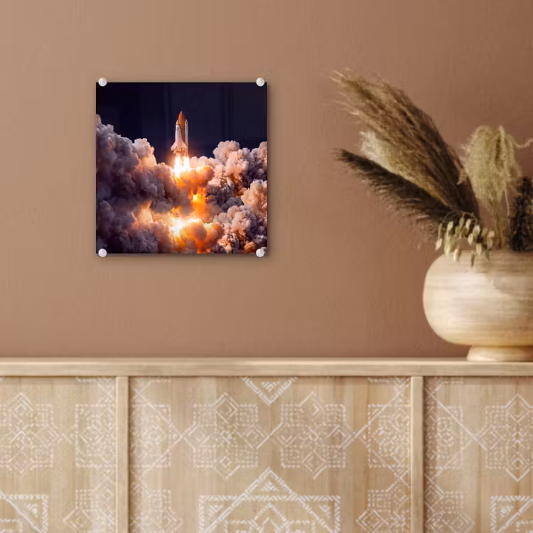 Glass Print - Spacecraft - Launch - Stars - Ruimtevaartuig - Lancering - Sterren plexiglas 5mm klein