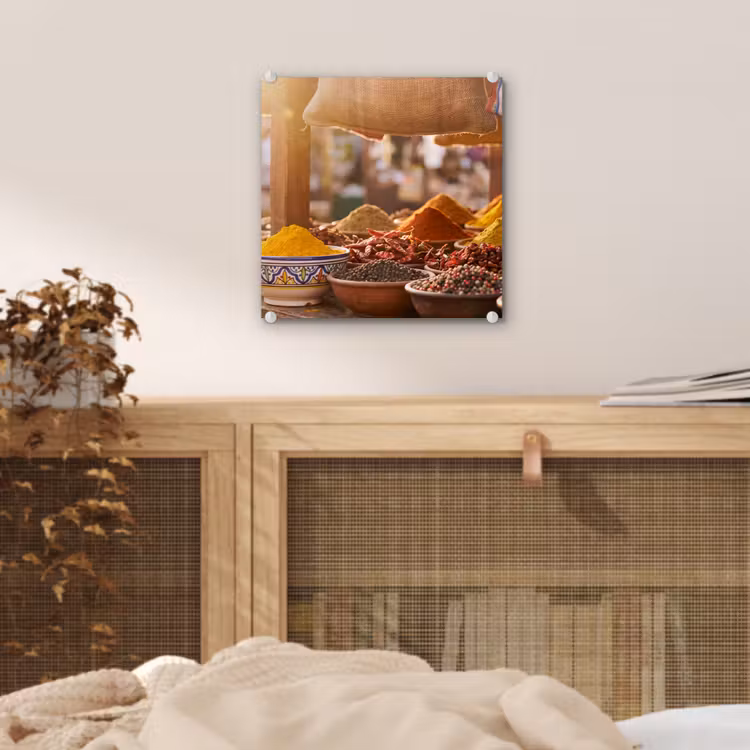 Glass Print - Spices - Market - Colorful - Specerijen - Markt - Kleurrijk plexiglas 5mm klein