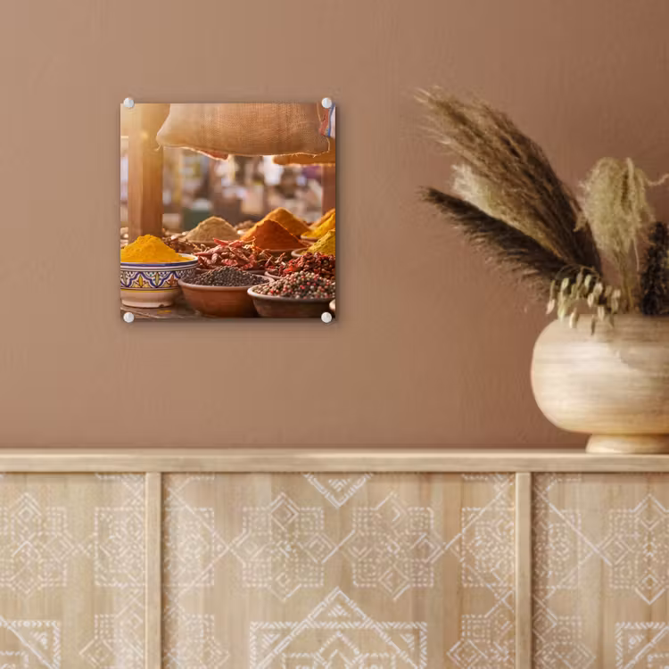 Glass Print - Spices - Market - Colorful - Specerijen - Markt - Kleurrijk plexiglas 5mm klein