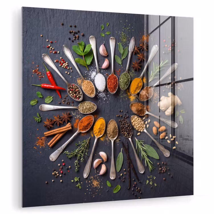 Kruiden - Lepels - Culinair - Kleurrijk - Sfeervol plexiglas 5mm klein -zzzproduct_nieuw