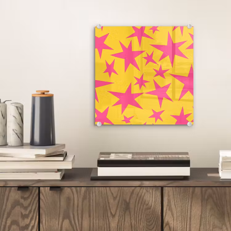Sterren - Patroon - Roze - Geel plexiglas 5mm klein 11 -sfeer1
