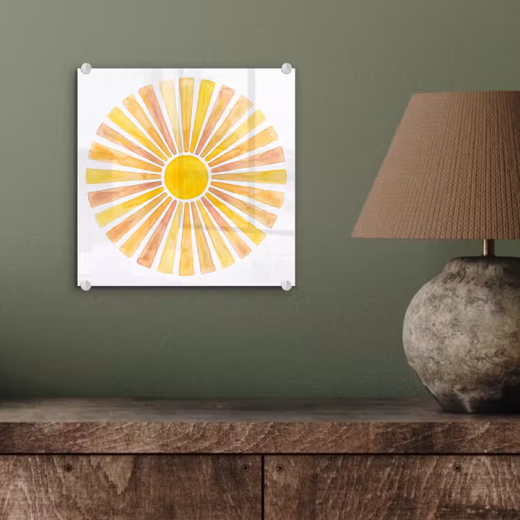 Zon - Stralen - Aquarel - Geel - Abstract plexiglas 5mm klein -sfeer3