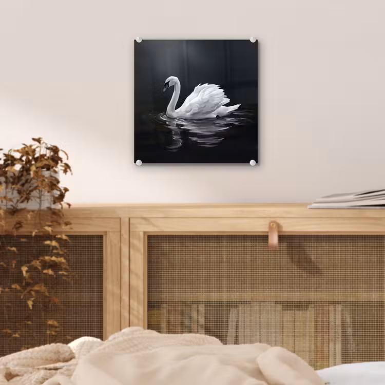 Zwaan - Water - Natuur - Realistisch - Wit plexiglas 5mm klein -sfeer4