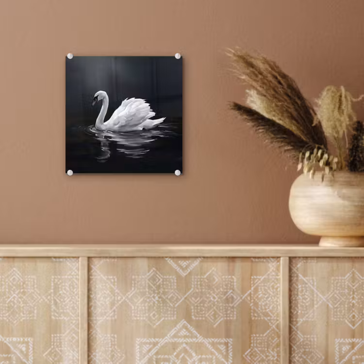 Zwaan - Water - Natuur - Realistisch - Wit plexiglas 5mm klein -sfeer5