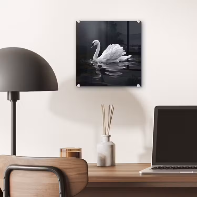 Zwaan - Water - Natuur - Realistisch - Wit plexiglas 5mm klein -sfeer6