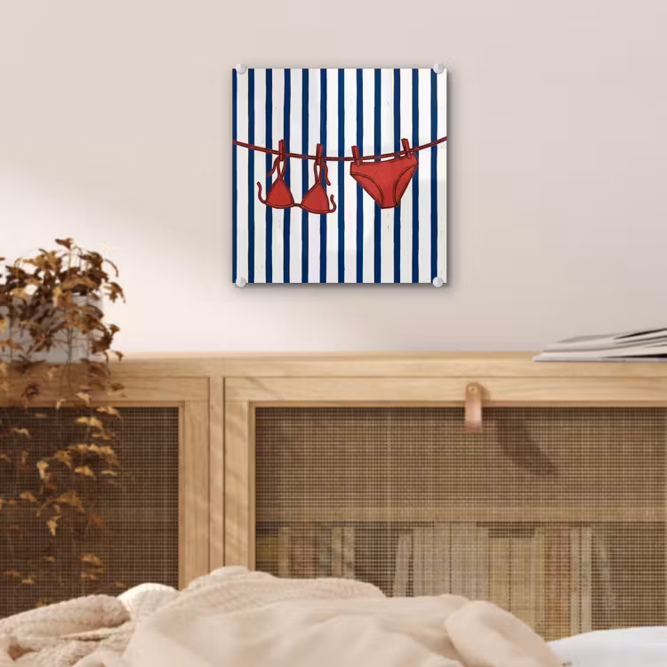 Badkleding - Waslijn - Zomer - Illustratie - Rood plexiglas 5mm klein -sfeer4