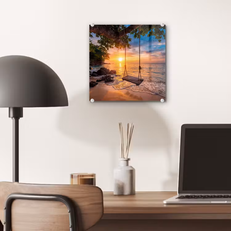 Schommel - Strand - Zonsondergang - Natuur - Oranje plexiglas 5mm klein -sfeer6