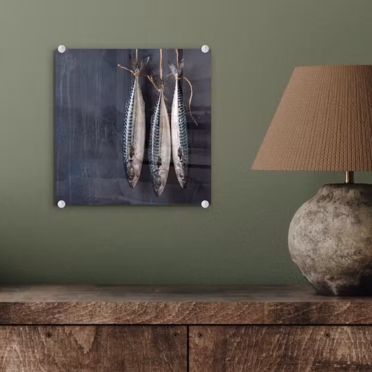 Glass Print - Three Fish - Rope - Drie vissen - Touw plexiglas 5mm klein