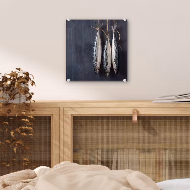 Glass Print - Three Fish - Rope - Drie vissen - Touw plexiglas 5mm klein