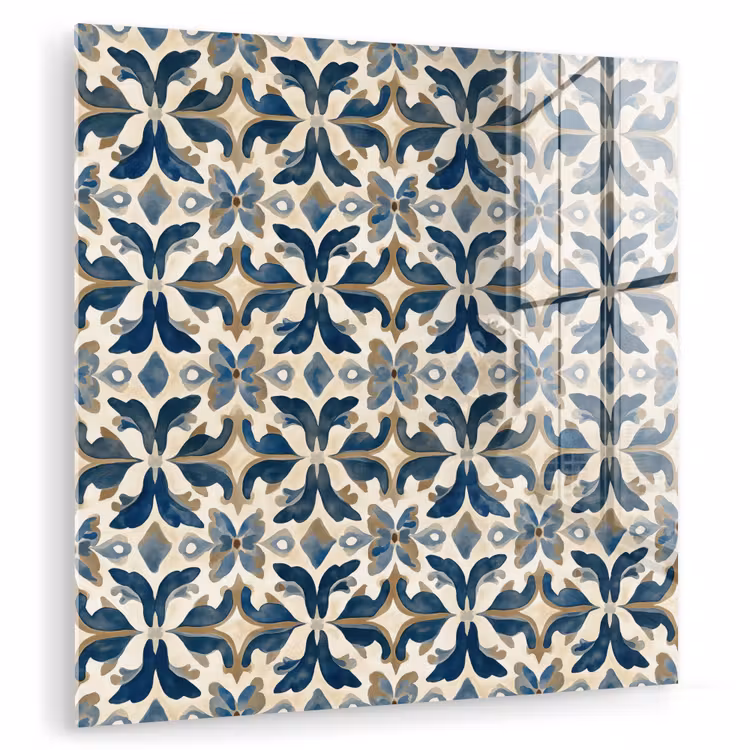 Tegel - Patroon - Blauw - Beige plexiglas 5mm klein 11 -zzzproduct_nieuw