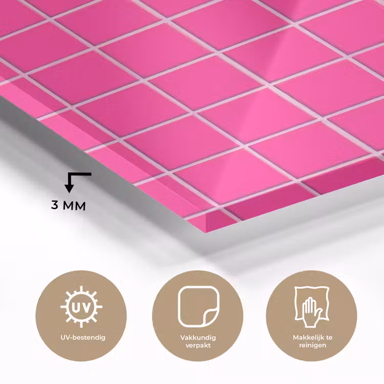 Tegels - Vierkant - Fuchsia plexiglas 5mm klein 11 -sfeer2