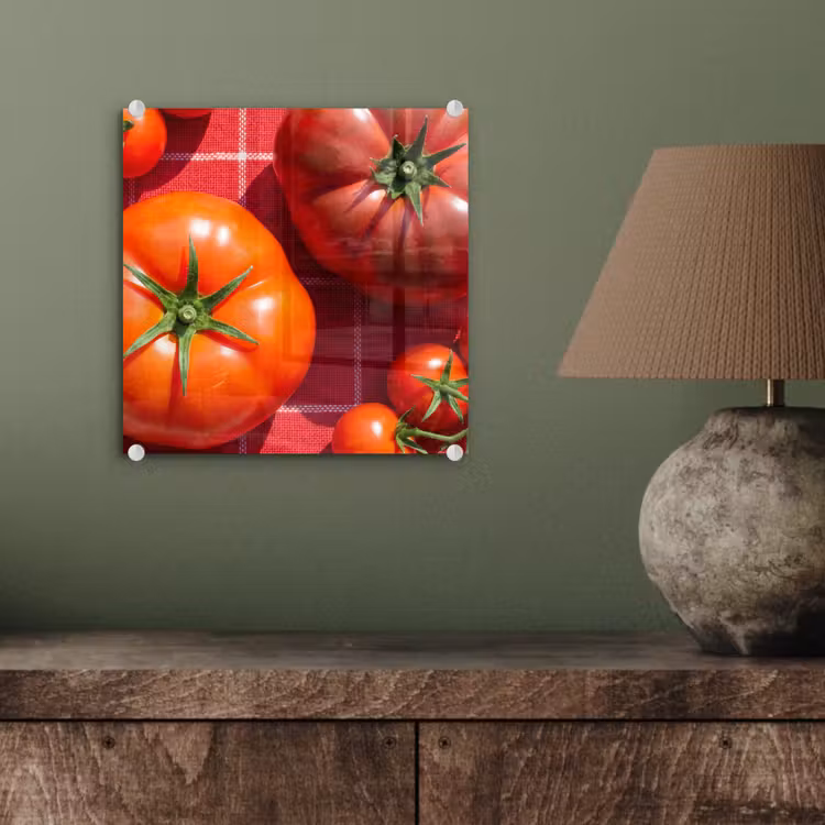 Glass Print - Tomato - Red - Food - Tomaat - Rood - Eten plexiglas 5mm klein