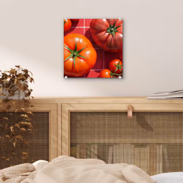 Glass Print - Tomato - Red - Food - Tomaat - Rood - Eten plexiglas 5mm klein