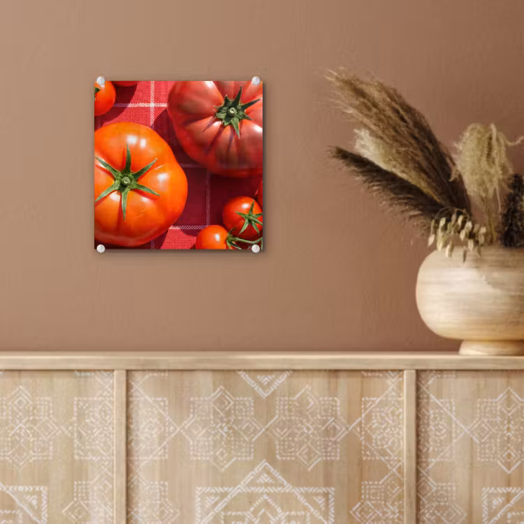 Glass Print - Tomato - Red - Food - Tomaat - Rood - Eten plexiglas 5mm klein