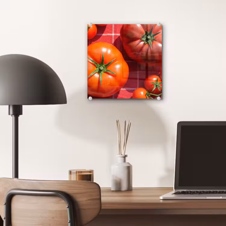 Glass Print - Tomato - Red - Food - Tomaat - Rood - Eten plexiglas 5mm klein