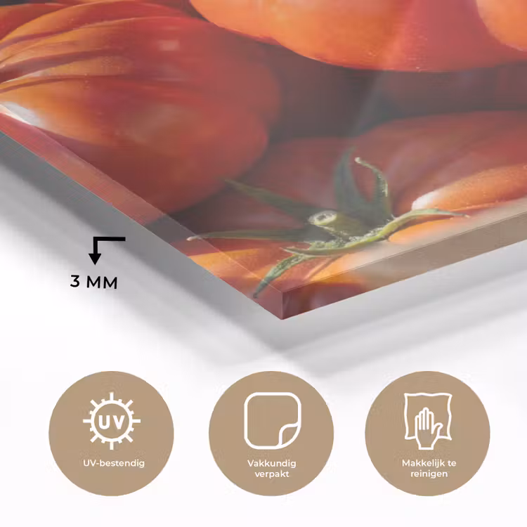 Glass Print - Tomato - Wooden - Crate - Tomaat - Houten - Kist plexiglas 5mm klein