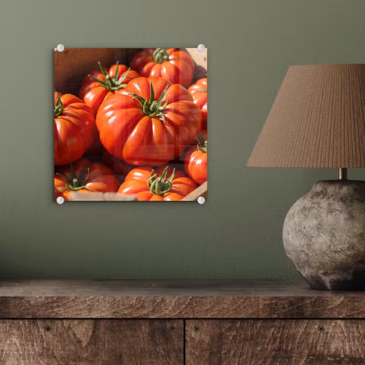 Glass Print - Tomato - Wooden - Crate - Tomaat - Houten - Kist plexiglas 5mm klein