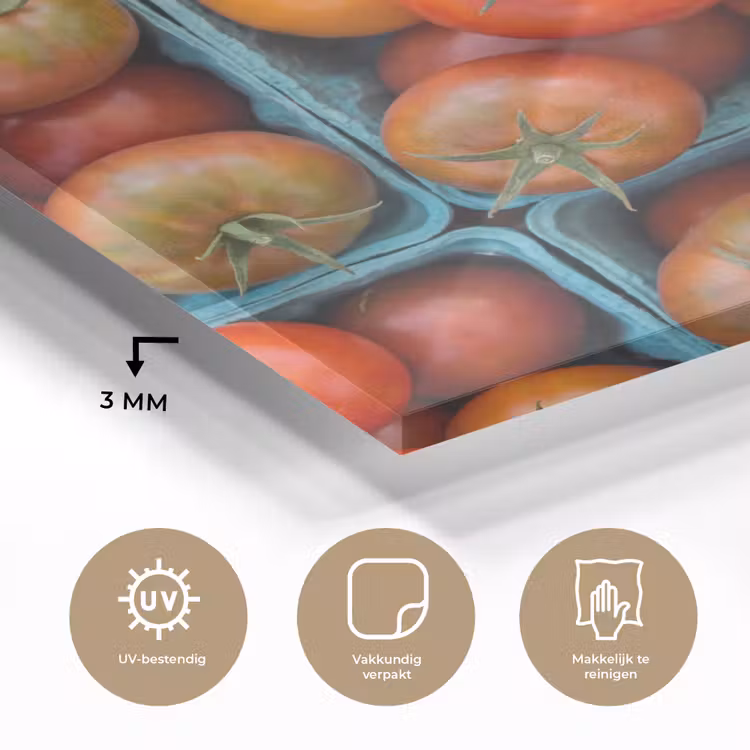 Glass Print - Tomatoes - Food - Colorful - Tomaten - Eten - Kleurrijk plexiglas 5mm klein