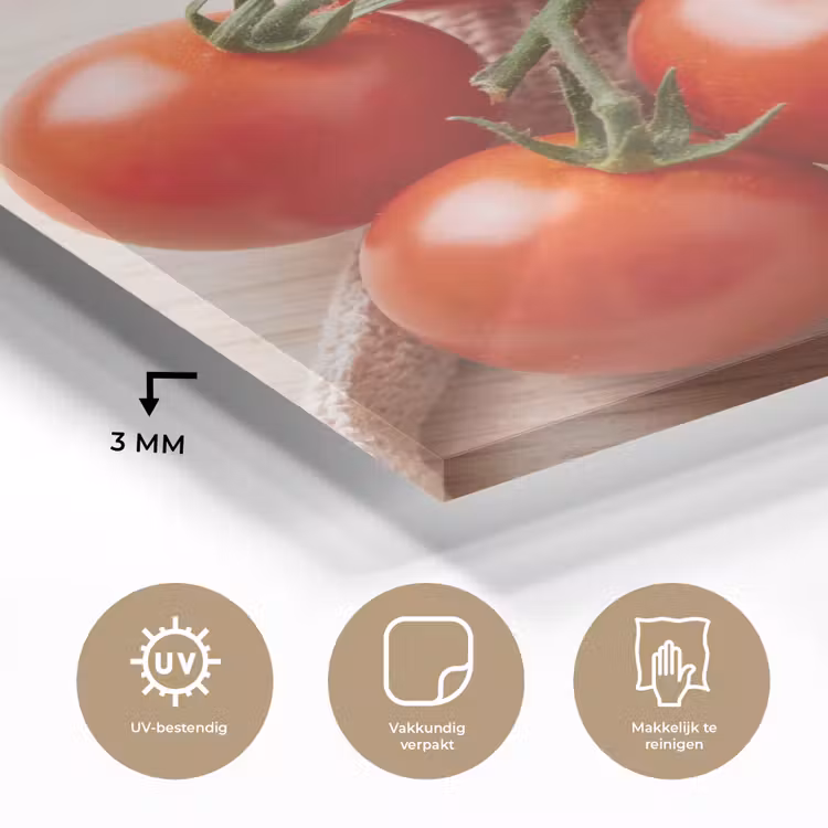 Glass Print - Tomatoes - Fresh - Food - Tomaten - Vers - Eten plexiglas 5mm klein