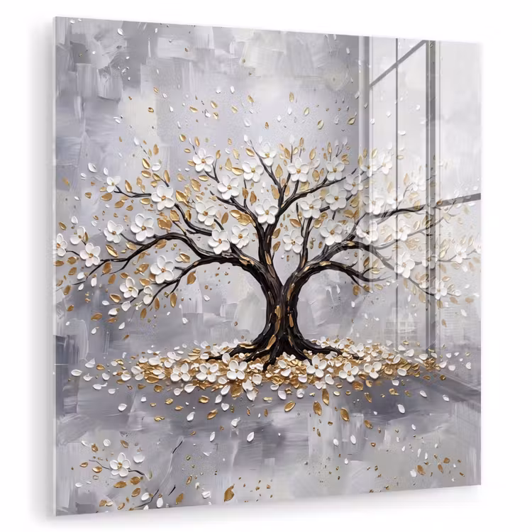 Boom - Bloemen - Natuur - Abstract - Wit plexiglas 5mm klein -zzzproduct_nieuw