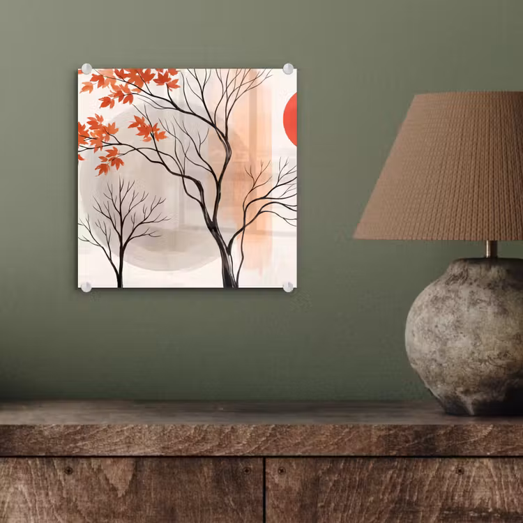 Glass Print - Tree - Red - Abstract - Boom - Rood - Abstract plexiglas 5mm klein
