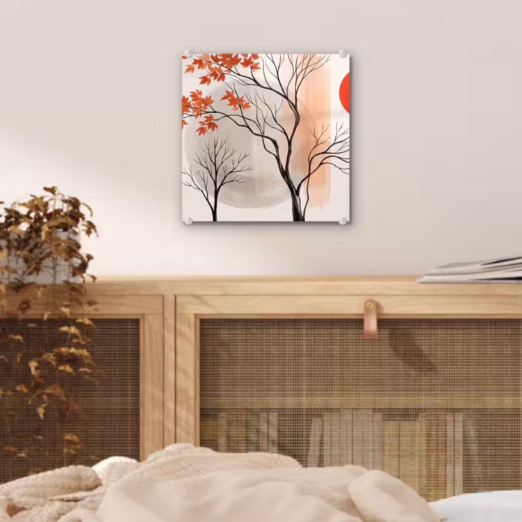Glass Print - Tree - Red - Abstract - Boom - Rood - Abstract plexiglas 5mm klein