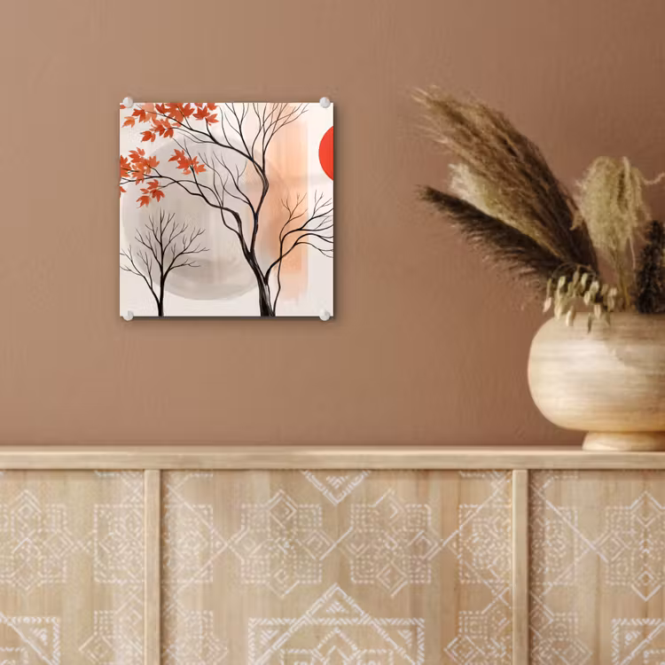 Glass Print - Tree - Red - Abstract - Boom - Rood - Abstract plexiglas 5mm klein
