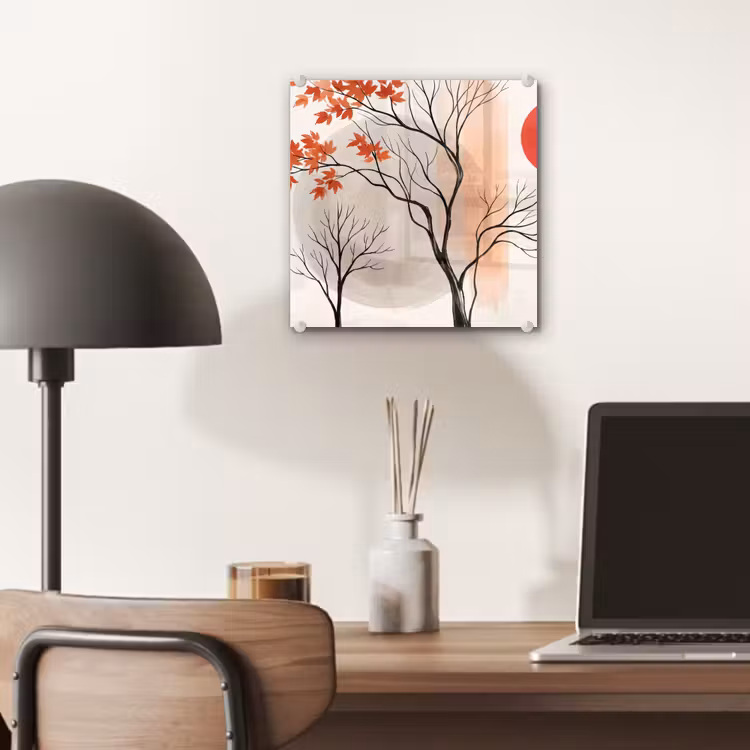 Glass Print - Tree - Red - Abstract - Boom - Rood - Abstract plexiglas 5mm klein