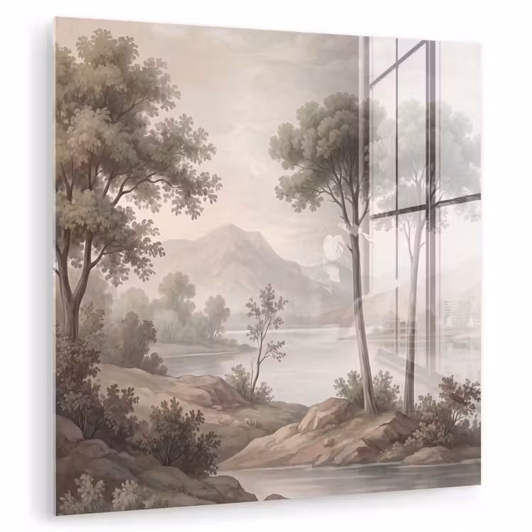 Bomen - Meer - Bergen - Illustratie plexiglas 5mm klein -zzzproduct_nieuw