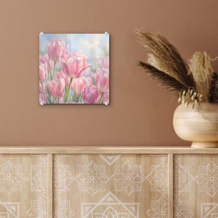 Tulpen - Veld - Lente - Roze plexiglas 5mm klein -sfeer5