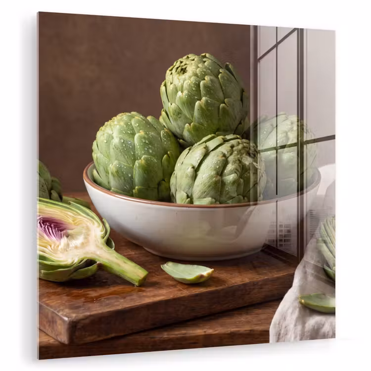 Glass Print - Vegetables - Artichoke - Kitchen - Groenten - Artisjok - Keuken plexiglas 5mm klein